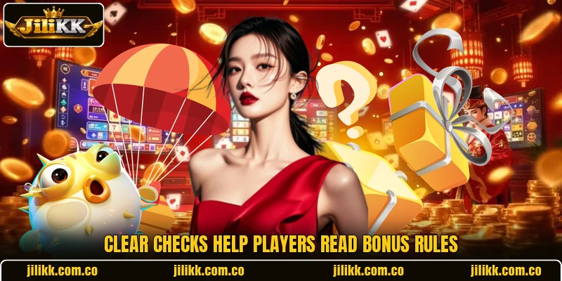 Clear checks help players read bonus rules