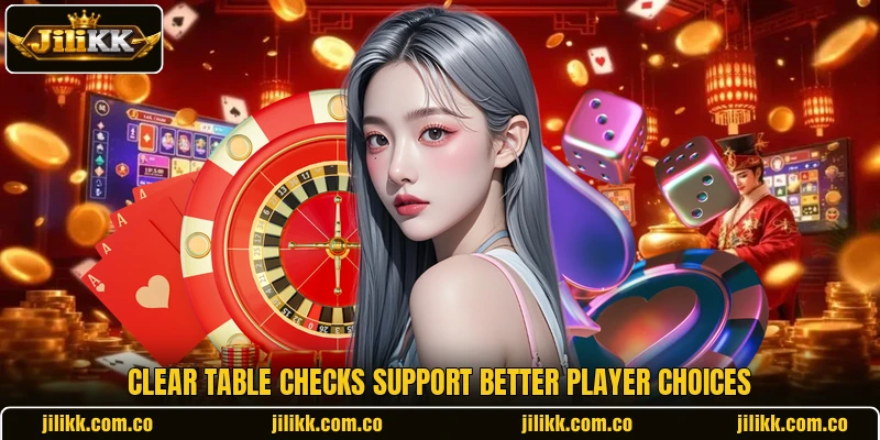 Clear table checks support better player choices