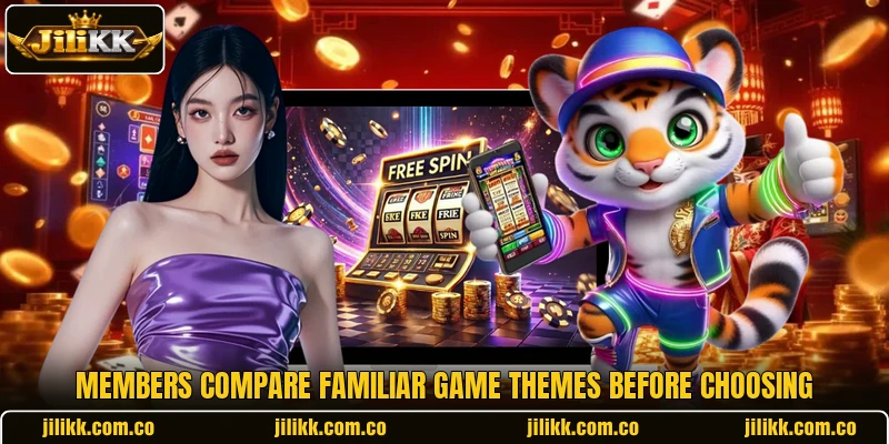 Members compare familiar game themes before choosing Members compare familiar game themes before choosing