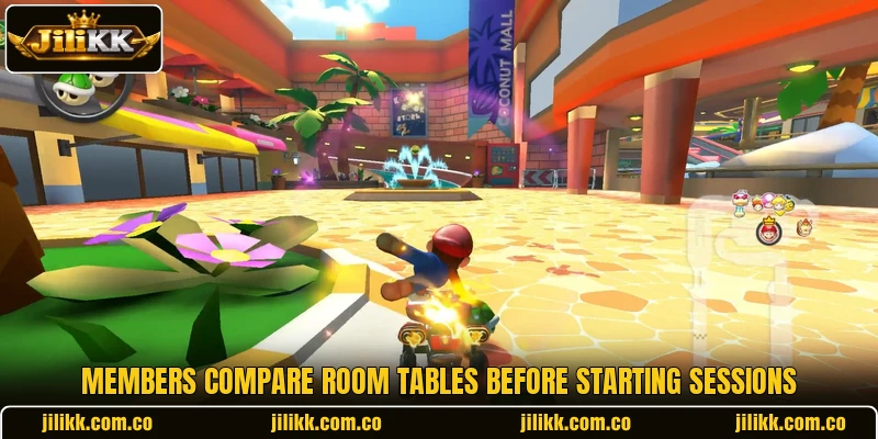 Members compare room tables before starting sessions