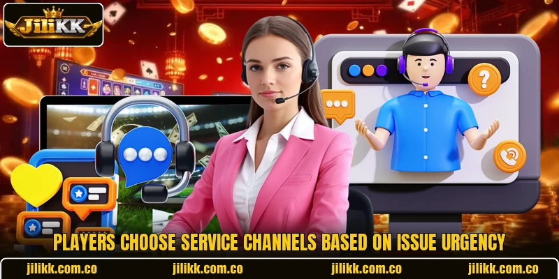 Players choose service channels based on issue urgency Players choose service channels based on issue urgency